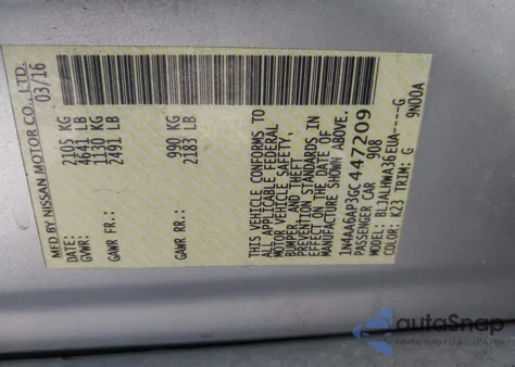 2016 Nissan Maxima 3.5 Platinum из США, поврежденный, VIN 1N4AA6AP3GC447209